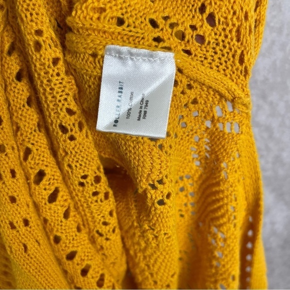 Roller Rabbit Vinnie Caftan Crochet Knit Coverup Dress In Amber Yellow Size XS - Picture 9 of 12